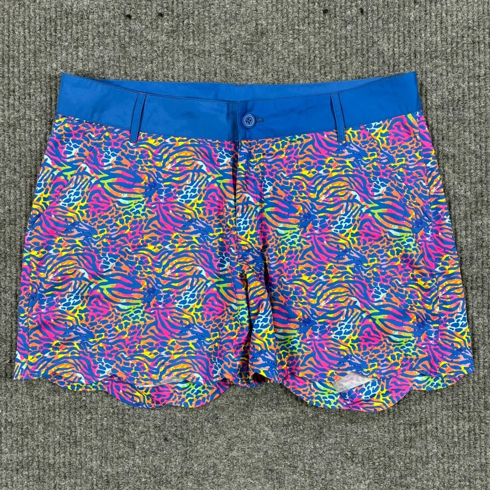 Birdies and Bows Womens Shorts Size 12 Multicolor Animal Print Golf High Rise